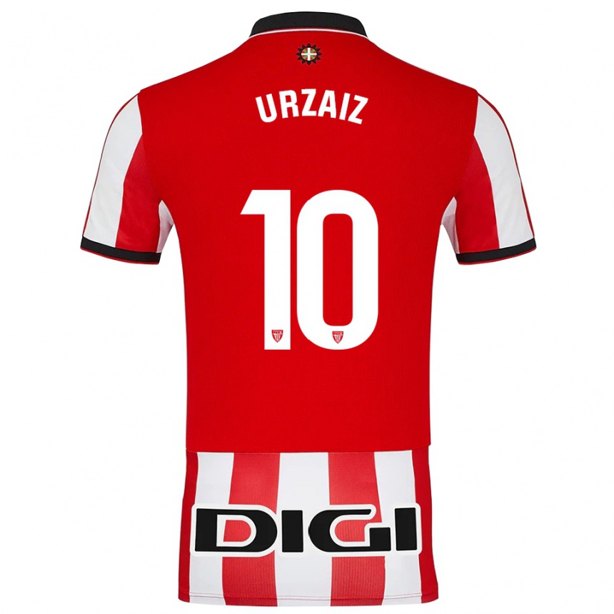 גברים כדורגל Unax Urzaiz #10 אדום לבן ג'רזי ביתית 2025/26