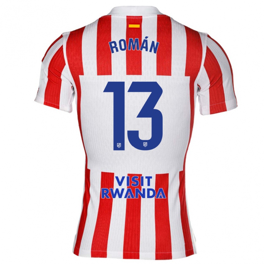 גברים כדורגל Fran Román #13 אדום לבן ג'רזי ביתית 2025/26