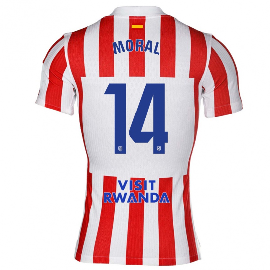 גברים כדורגל לוסיה מוראל #14 אדום לבן ג'רזי ביתית 2025/26