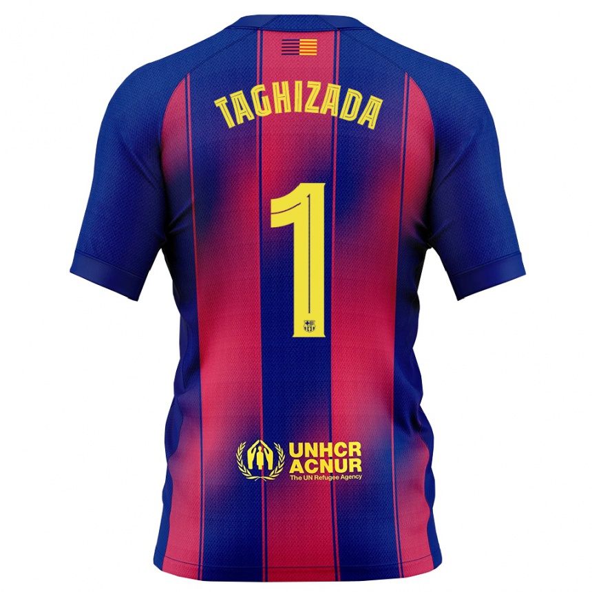 גברים כדורגל Eldar Taghizada #1 כחול אדום ג'רזי ביתית 2025/26