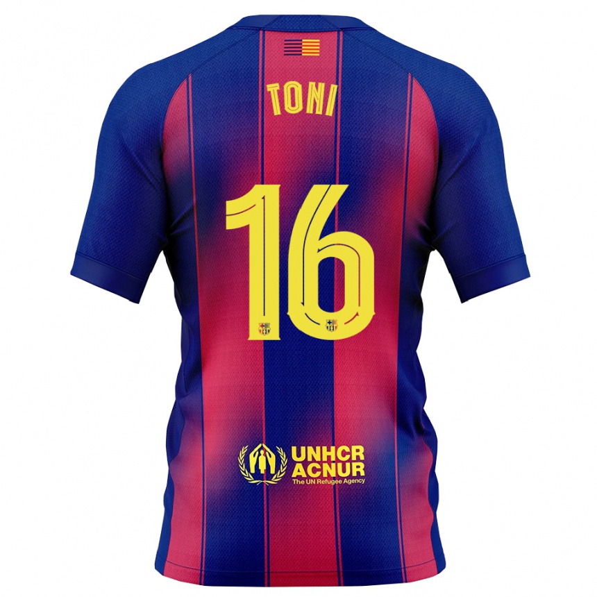 גברים כדורגל Toni Fernández #16 כחול אדום ג'רזי ביתית 2025/26