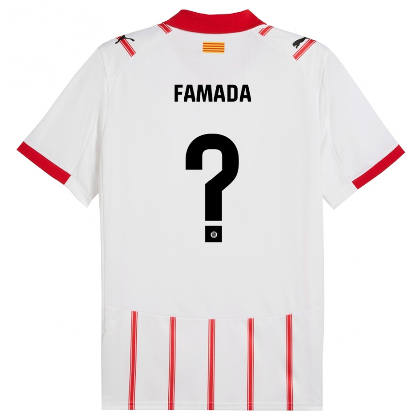 גברים כדורגל Álex Famada #0 לבן אדום ג'רזי ביתית 2025/26