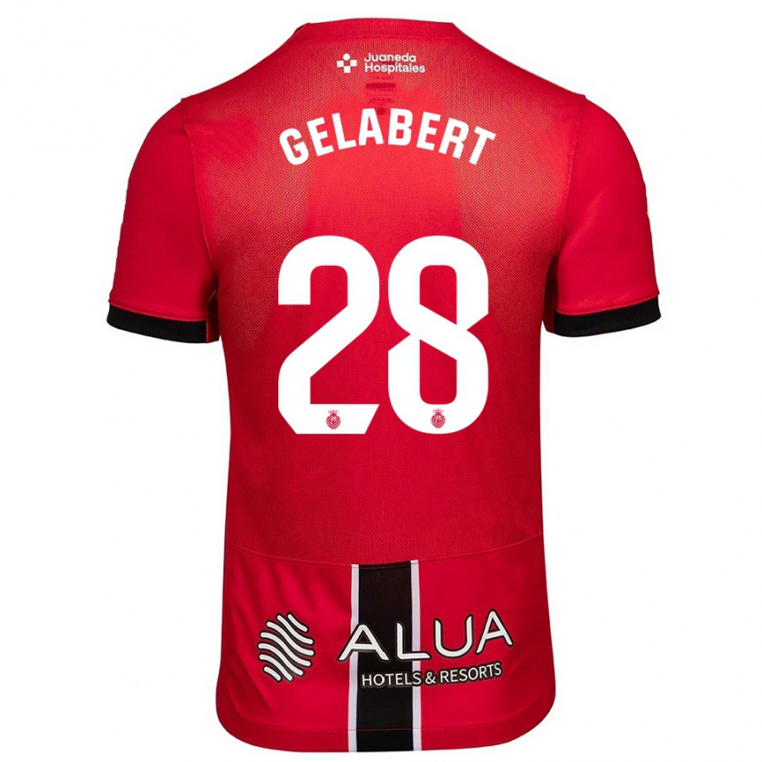 גברים כדורגל Miquel Gelabert #28 אדום שחור ג'רזי ביתית 2025/26