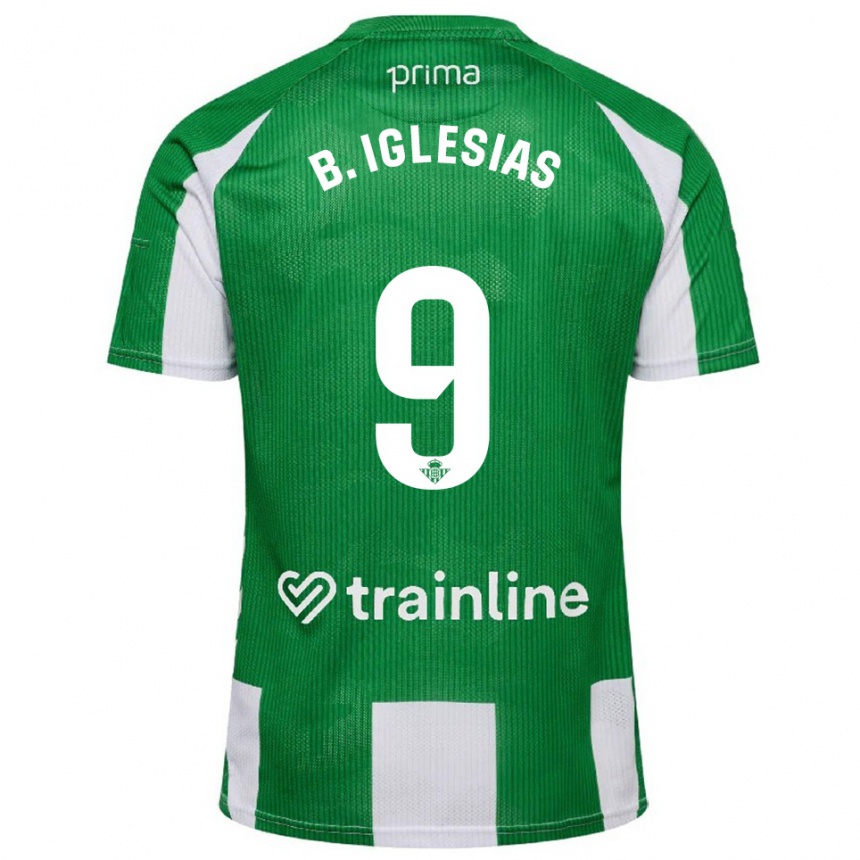 גברים כדורגל בורחה איגלסיאס #9 ירוק לבן ג'רזי ביתית 2025/26