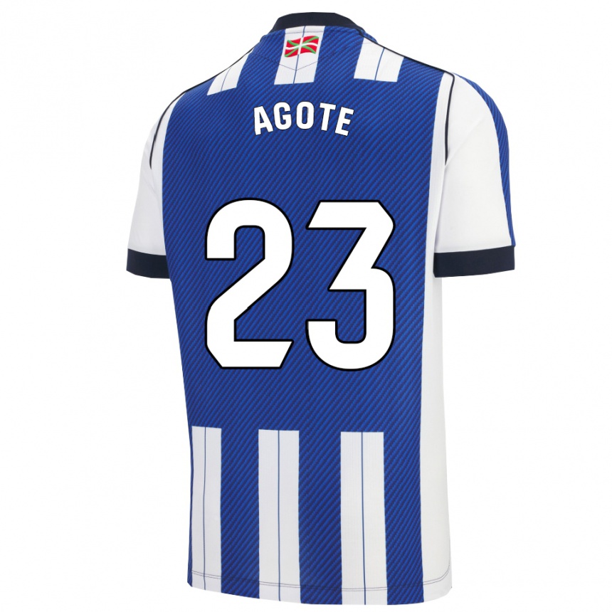 גברים כדורגל Unax Agote #23 כחול לבן ג'רזי ביתית 2025/26