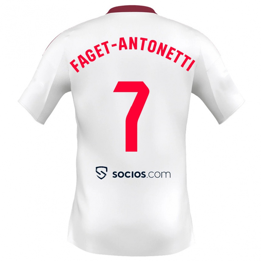 גברים כדורגל Roméo Faget-Antonetti #7 לבן אדום ג'רזי ביתית 2025/26