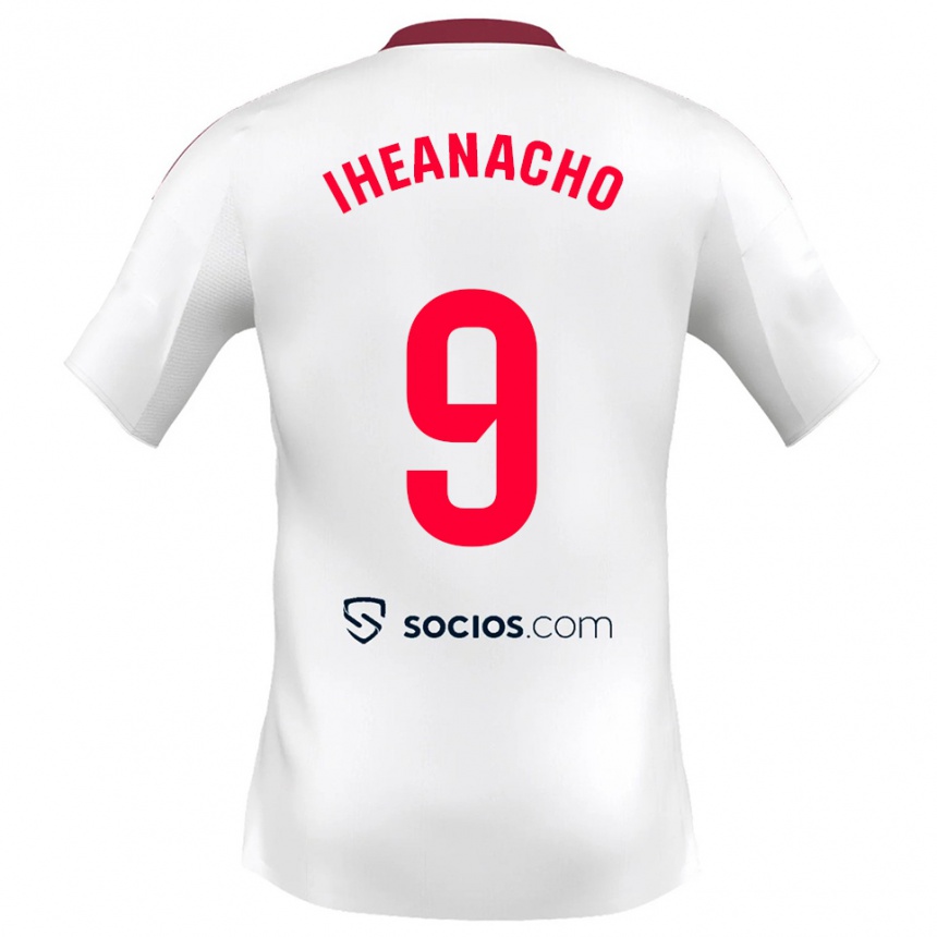 גברים כדורגל Kelechi Iheanacho #9 לבן אדום ג'רזי ביתית 2025/26