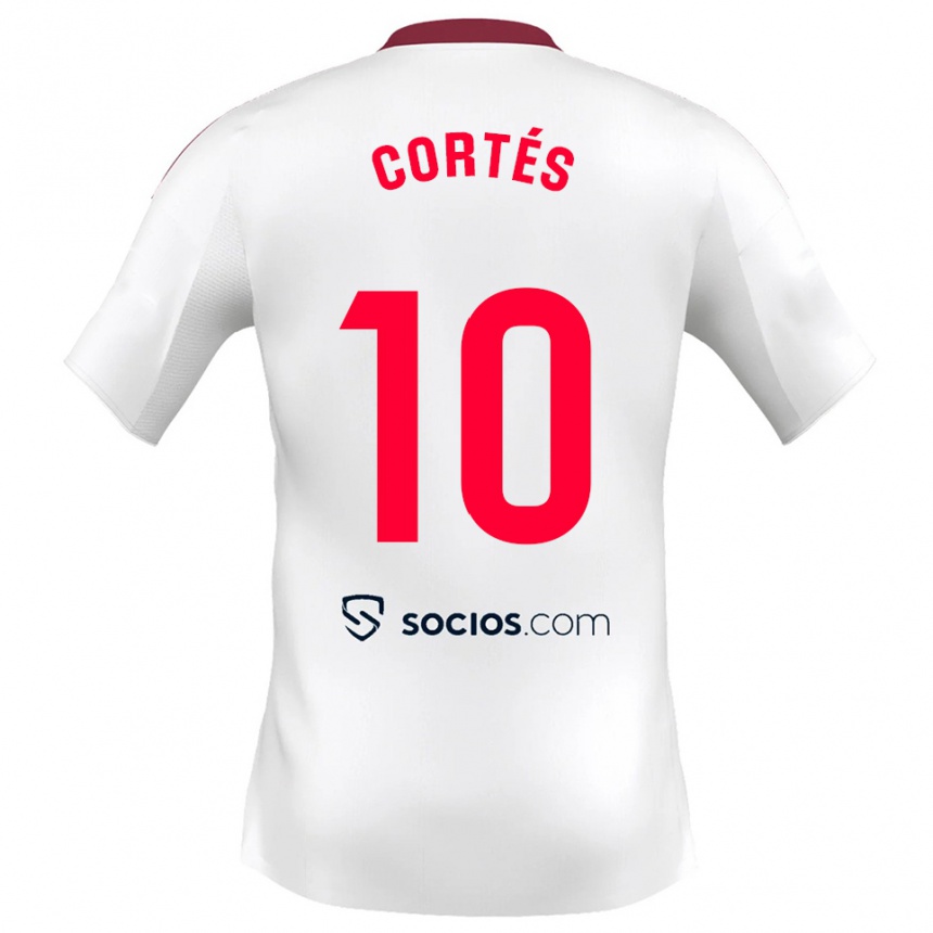 גברים כדורגל Millaray Cortés #10 לבן אדום ג'רזי ביתית 2025/26