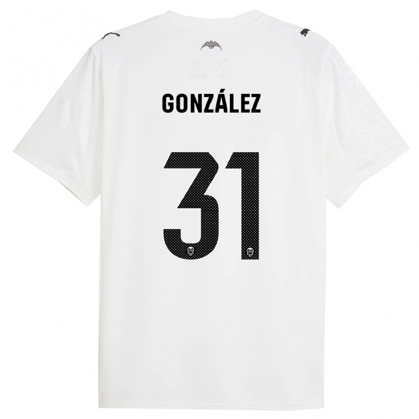 גברים כדורגל Mario González #31 לבן שחור ג'רזי ביתית 2025/26