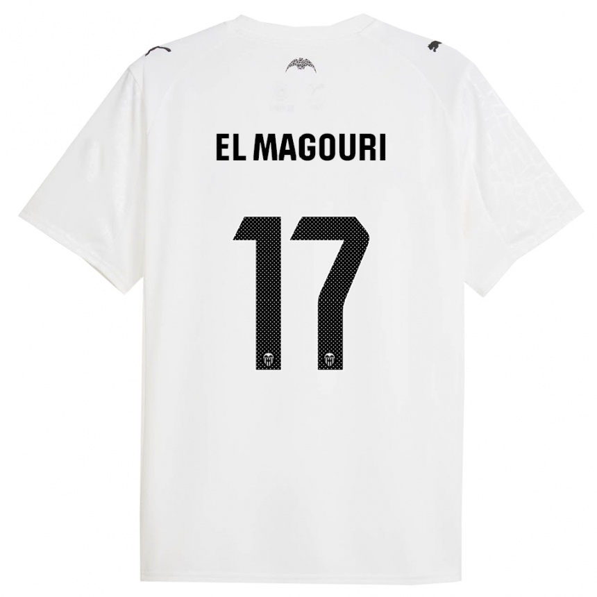 גברים כדורגל Anas El Magouri #17 לבן שחור ג'רזי ביתית 2025/26