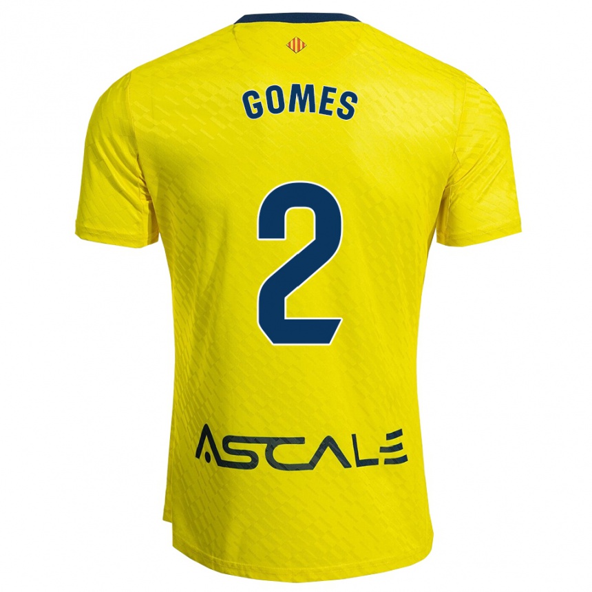 גברים כדורגל Vique Gomes #2 צהוב נייבי ג'רזי ביתית 2025/26