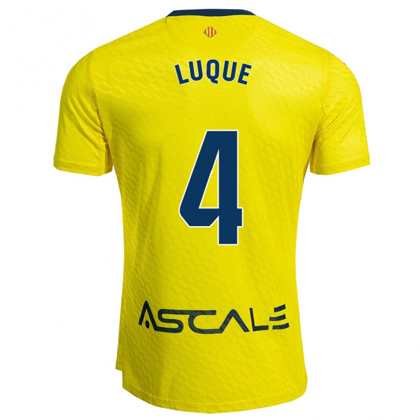 גברים כדורגל Pedro Luque #4 צהוב נייבי ג'רזי ביתית 2025/26