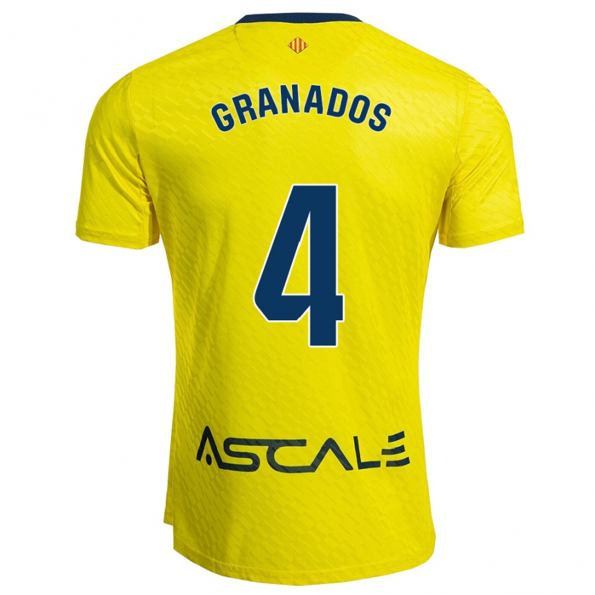 גברים כדורגל Carlos Granados #4 צהוב נייבי ג'רזי ביתית 2025/26