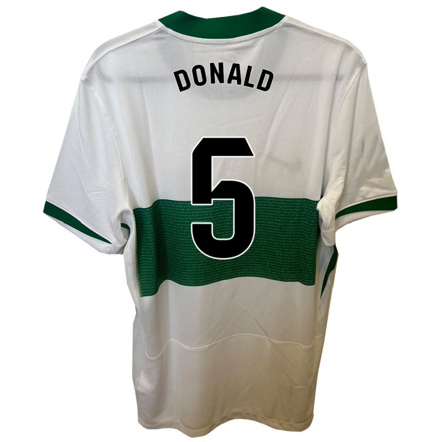 גברים כדורגל John Donald #5 לבן ירוק ג'רזי ביתית 2025/26