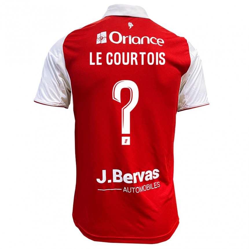 גברים כדורגל Loan Le Courtois #0 אדום לבן ג'רזי ביתית 2025/26