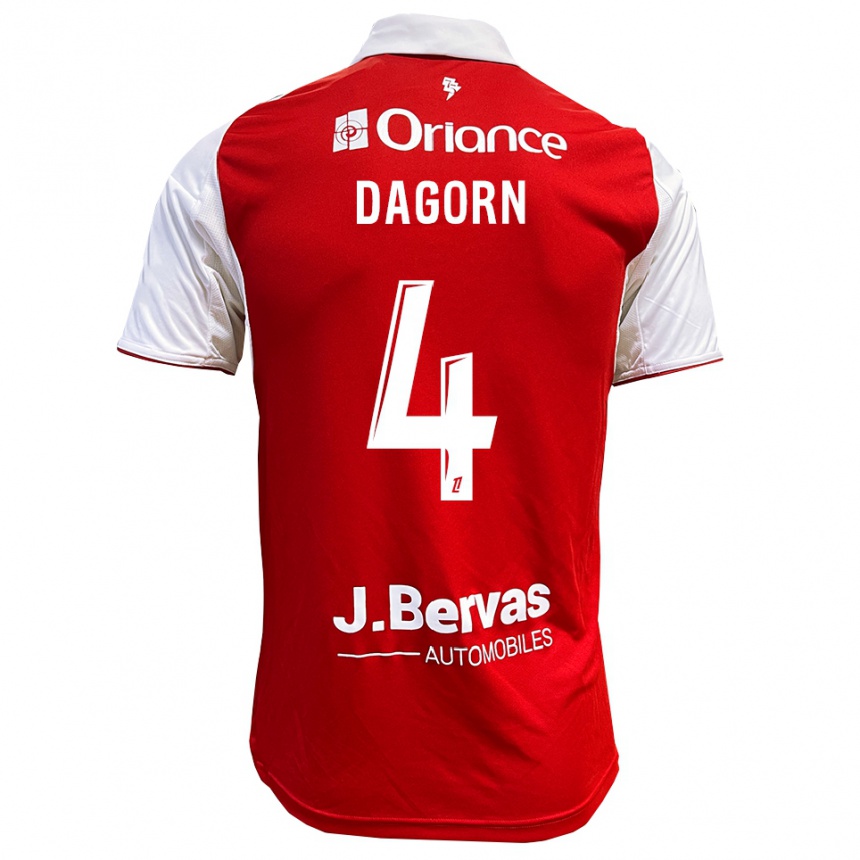 גברים כדורגל Maxime Dagorn #4 אדום לבן ג'רזי ביתית 2025/26
