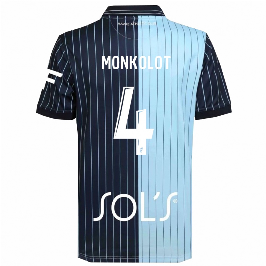 גברים כדורגל Yanis Monkolot #4 כחול נייבי תכלת ג'רזי ביתית 2025/26