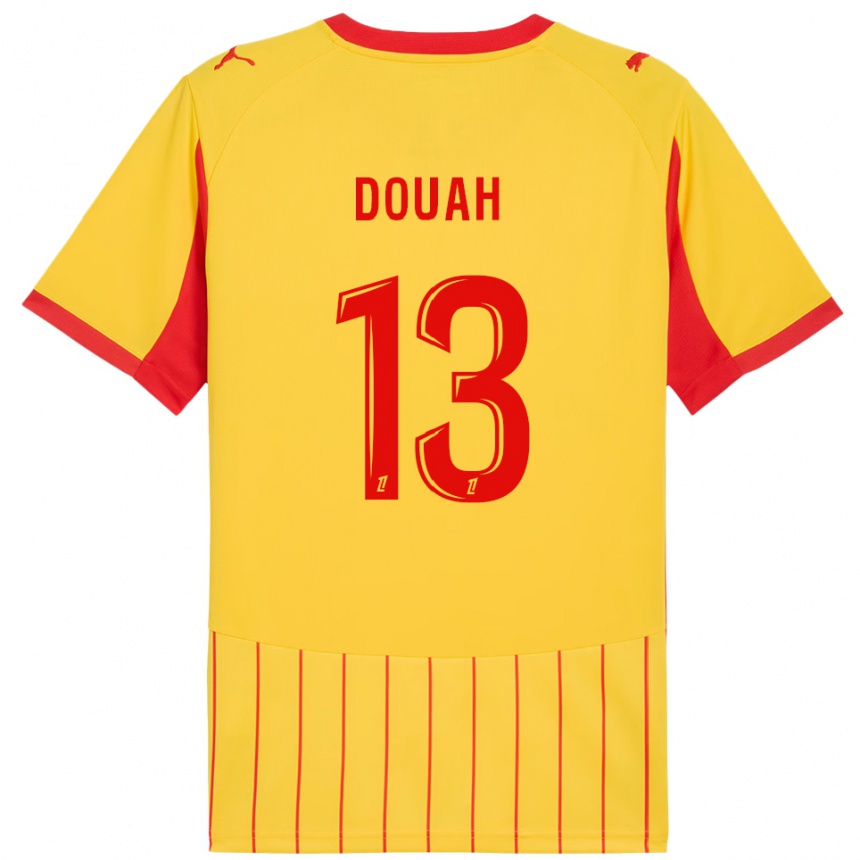 גברים כדורגל Chemssedine Douah #13 צהוב אדום ג'רזי ביתית 2025/26