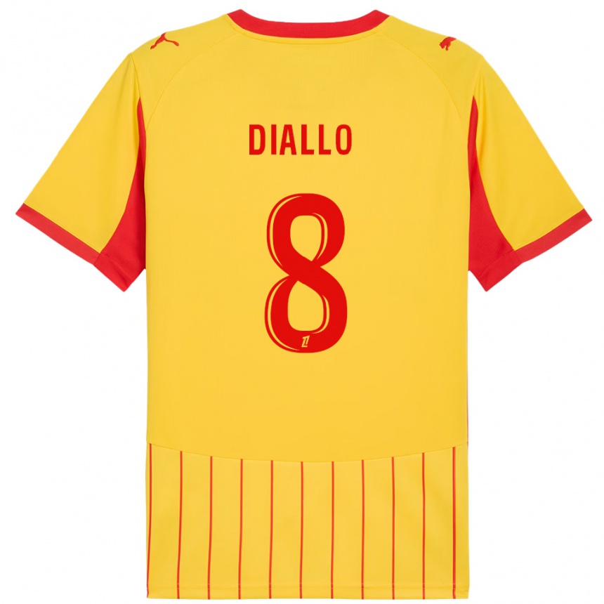 גברים כדורגל Alpha Diallo #8 צהוב אדום ג'רזי ביתית 2025/26