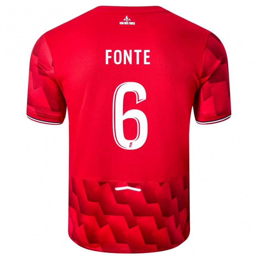 גברים כדורגל ז'וזה פונטה #6 אדום לבן ג'רזי ביתית 2025/26