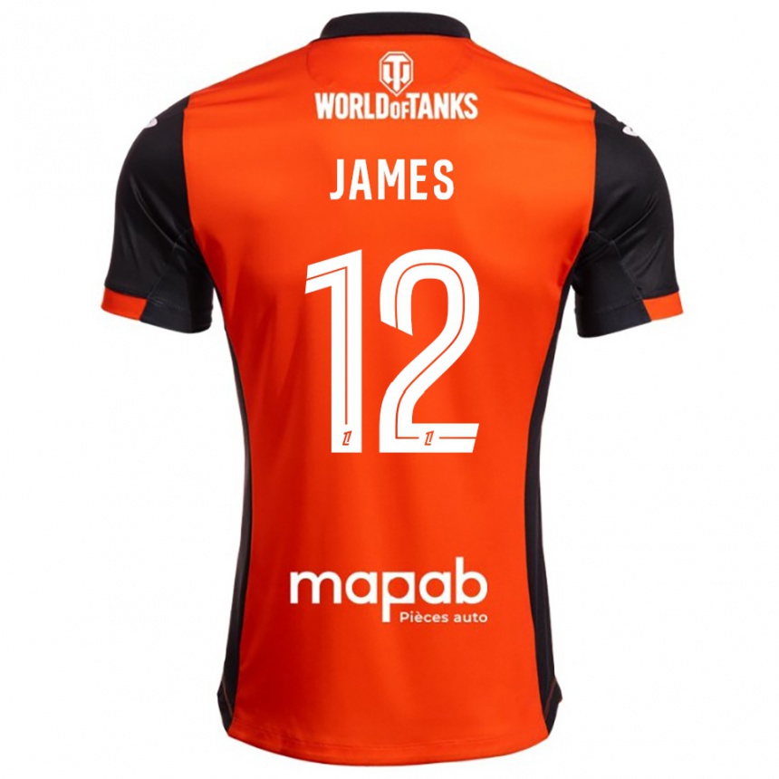 גברים כדורגל Isaac James #12 שחור כתום ג'רזי ביתית 2025/26
