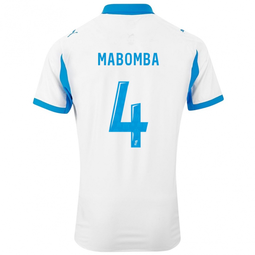 גברים כדורגל Daniel Mabomba #4 לבן תכלת ג'רזי ביתית 2025/26