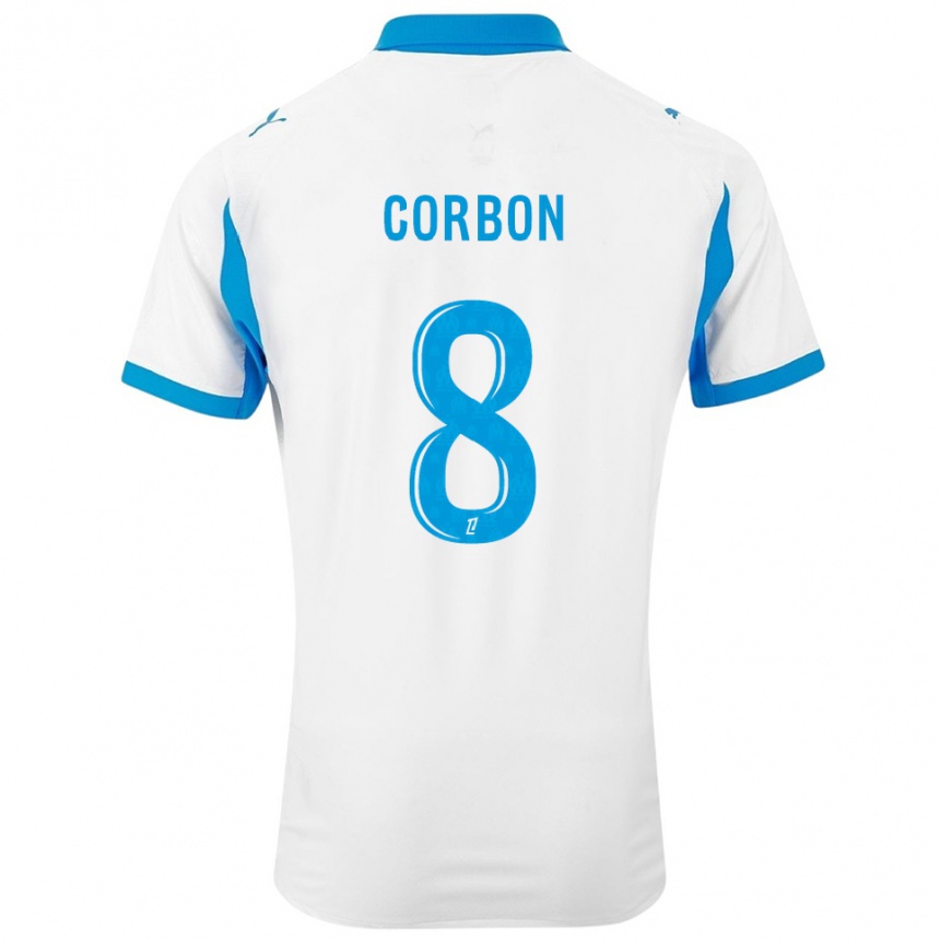 גברים כדורגל Max Corbon #8 לבן תכלת ג'רזי ביתית 2025/26