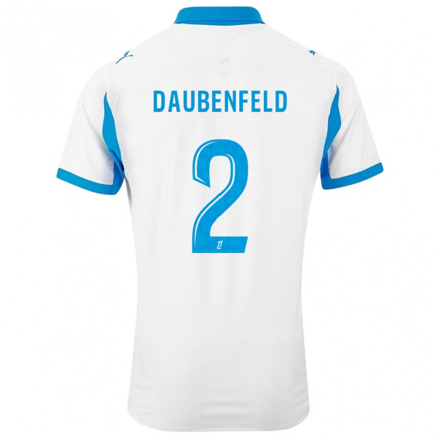 גברים כדורגל Lucas Daubenfeld #2 לבן תכלת ג'רזי ביתית 2025/26