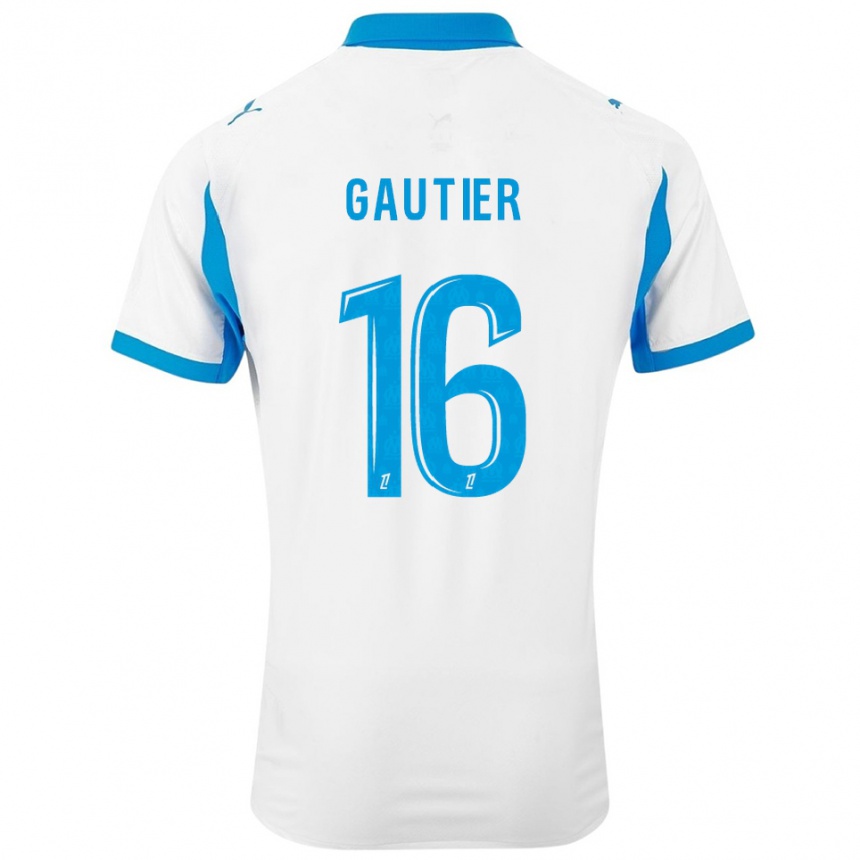 גברים כדורגל Elisa Gautier #16 לבן תכלת ג'רזי ביתית 2025/26