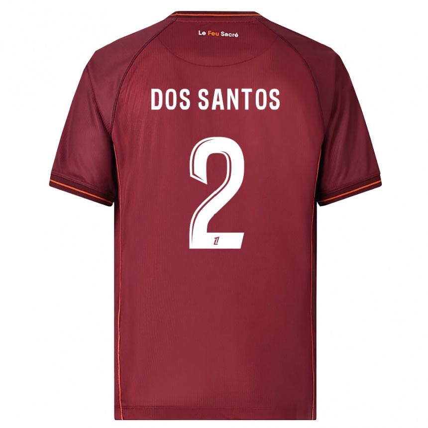 גברים כדורגל Tahirys Dos Santos #2 בורדו לבן ג'רזי ביתית 2025/26