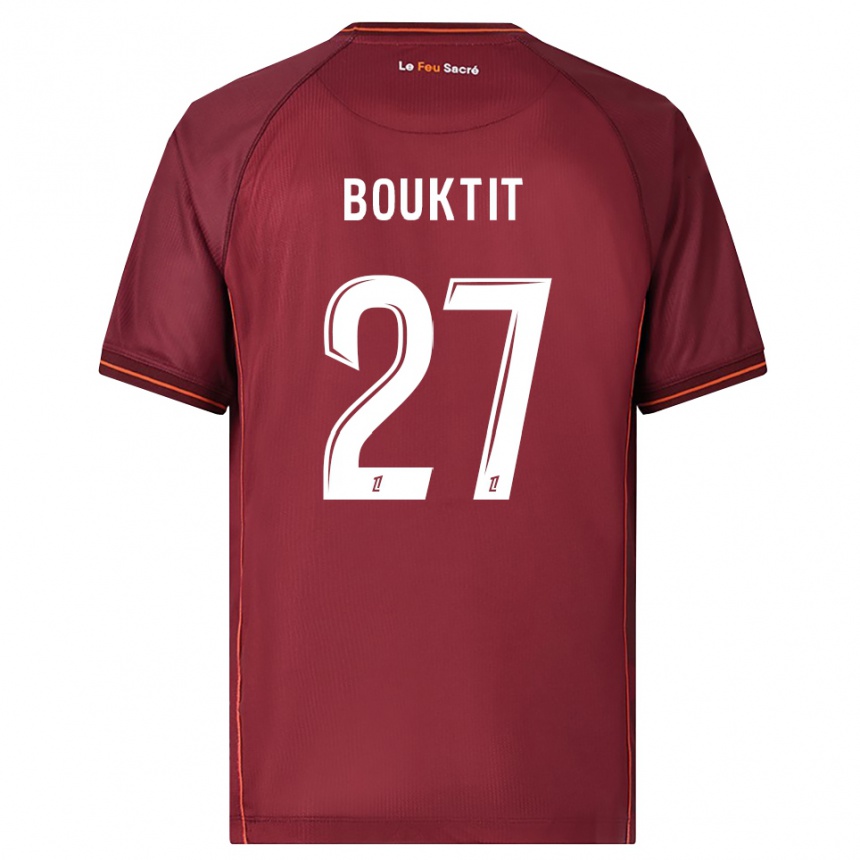 גברים כדורגל Assia Bouktit #27 בורדו לבן ג'רזי ביתית 2025/26