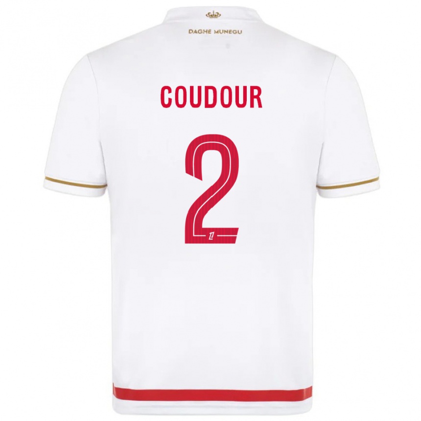 גברים כדורגל Mathis Coudour #2 אדום לבן ג'רזי ביתית 2025/26