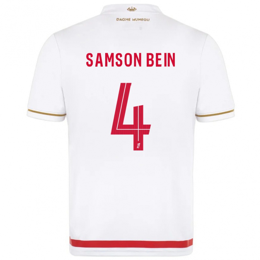 גברים כדורגל Sirak Samson Bein #4 אדום לבן ג'רזי ביתית 2025/26