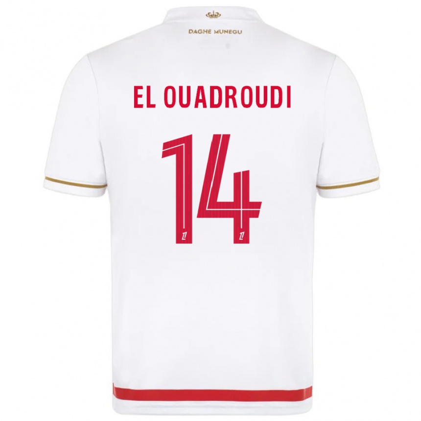 גברים כדורגל Imrane El Ouadroudi #14 אדום לבן ג'רזי ביתית 2025/26