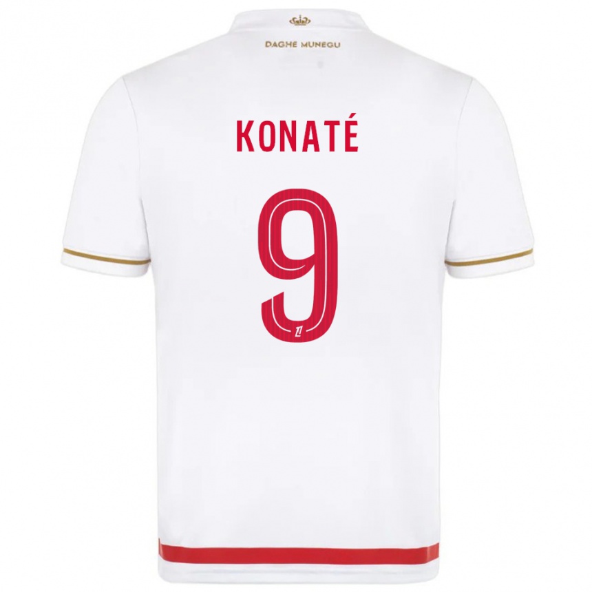 גברים כדורגל Oumar Konaté #9 אדום לבן ג'רזי ביתית 2025/26