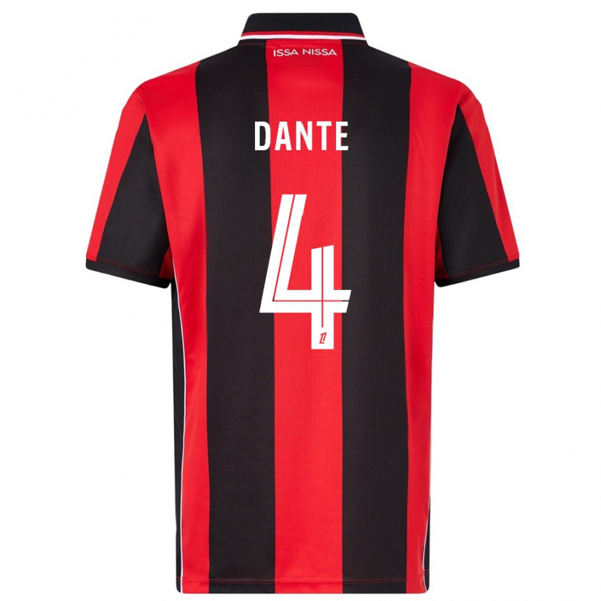 גברים כדורגל Dante #4 אדום שחור ג'רזי ביתית 2025/26