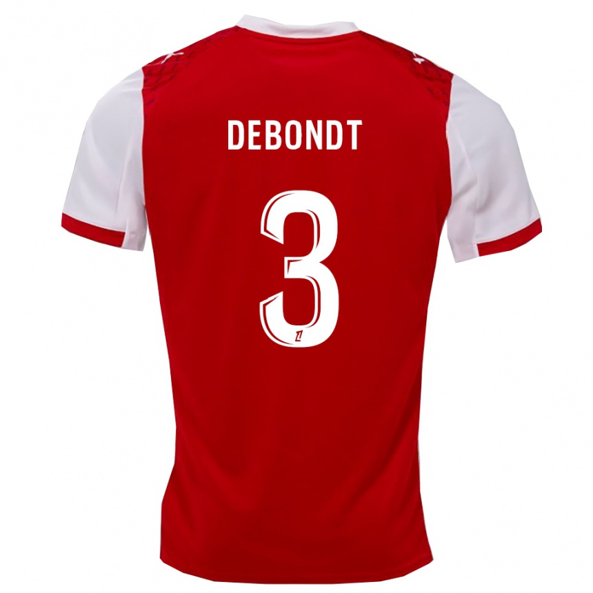 גברים כדורגל Maël Debondt #3 אדום לבן ג'רזי ביתית 2025/26