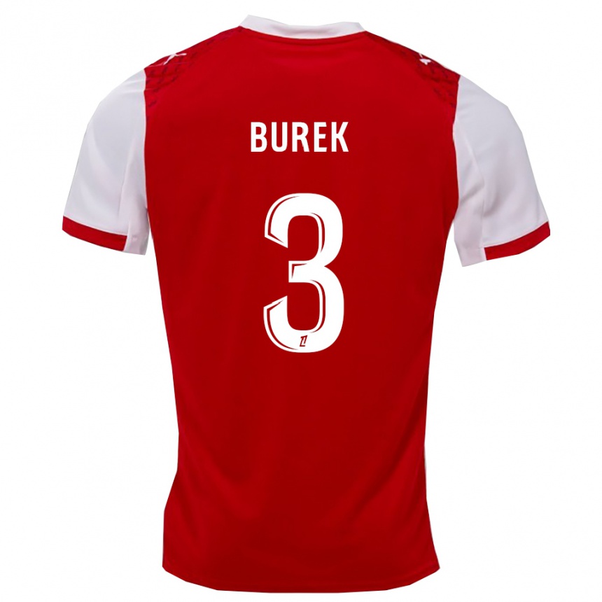 גברים כדורגל Sacha Burek #3 אדום לבן ג'רזי ביתית 2025/26