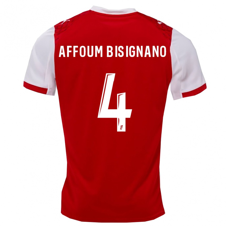 גברים כדורגל Layan Affoum Bisignano #4 אדום לבן ג'רזי ביתית 2025/26