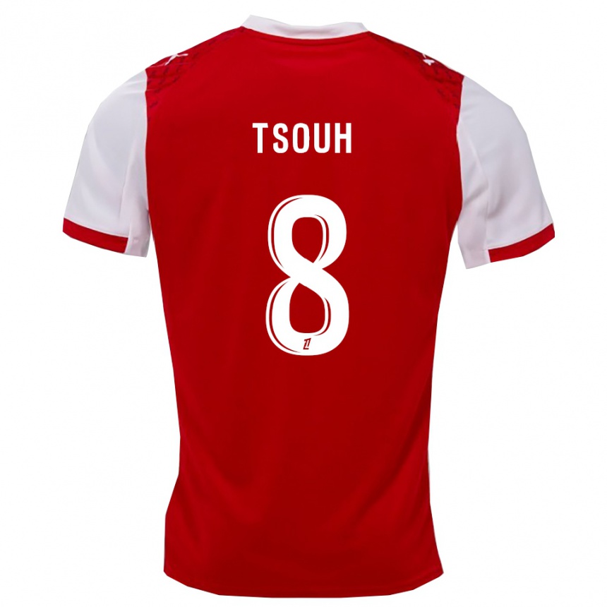 גברים כדורגל Justin Tsouh #8 אדום לבן ג'רזי ביתית 2025/26