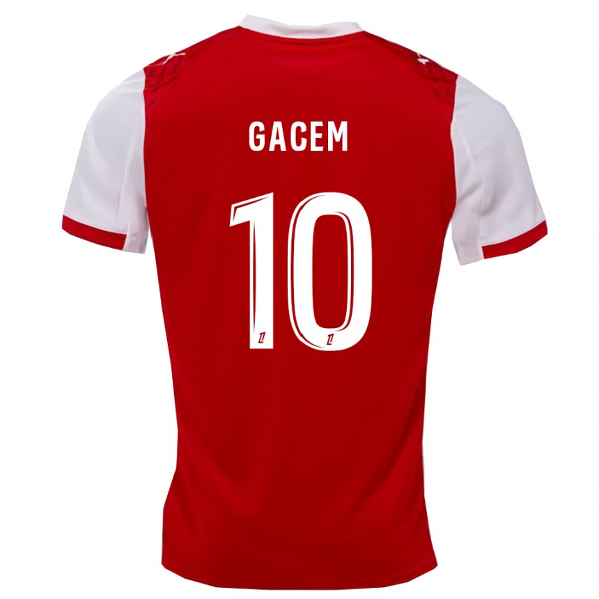 גברים כדורגל Yacine Gacem #10 אדום לבן ג'רזי ביתית 2025/26