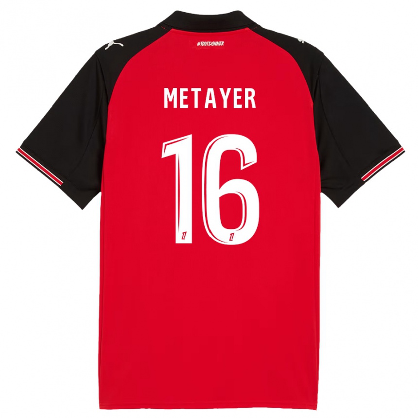 גברים כדורגל Maxence Metayer #16 אדום שחור ג'רזי ביתית 2025/26