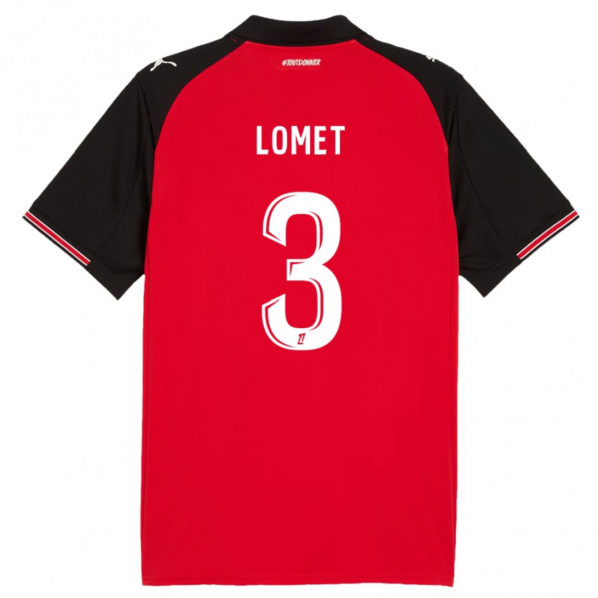 גברים כדורגל Ruben Lomet #3 אדום שחור ג'רזי ביתית 2025/26
