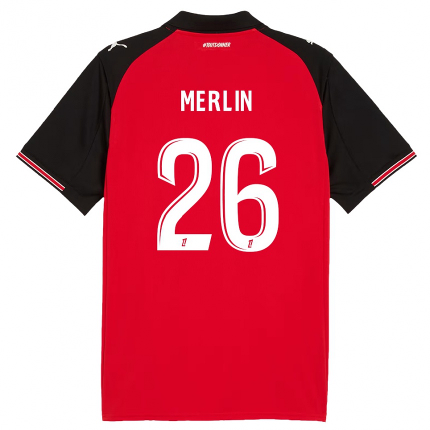 גברים כדורגל קוונטין מרלין #26 אדום שחור ג'רזי ביתית 2025/26 גברים כדורגל קוונטין מרלין #26 אדום שחור ג'רזי ביתית 2025/26