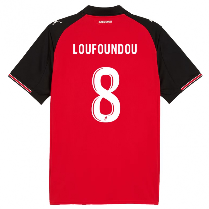 גברים כדורגל Noah Loufoundou #8 אדום שחור ג'רזי ביתית 2025/26