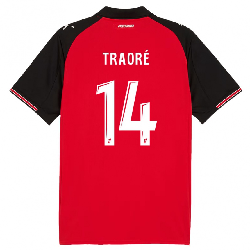 גברים כדורגל Erwan Traoré #14 אדום שחור ג'רזי ביתית 2025/26