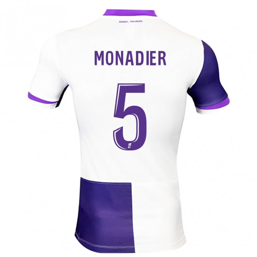 גברים כדורגל Pauline Monadier #5 סגול לבן ג'רזי ביתית 2025/26