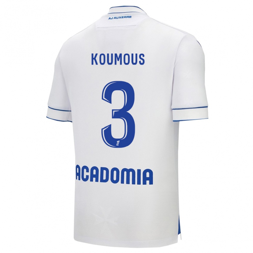 גברים כדורגל Ken Koumous #3 לבן כחול ג'רזי ביתית 2025/26