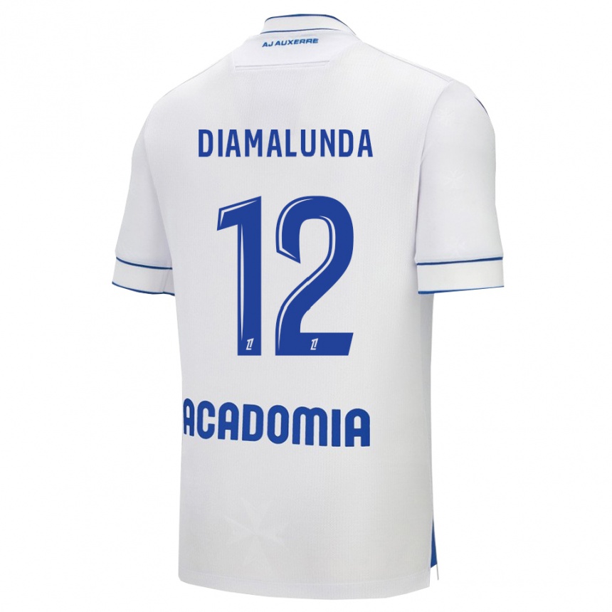 גברים כדורגל Evan Diamalunda #12 לבן כחול ג'רזי ביתית 2025/26