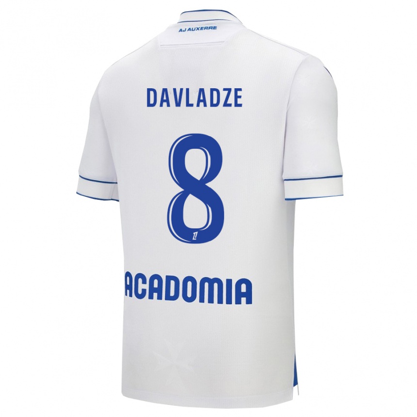 גברים כדורגל Luca Davladze #8 לבן כחול ג'רזי ביתית 2025/26